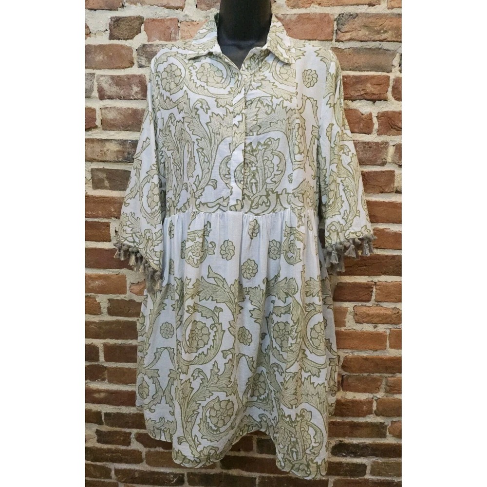 Antica Santoria By Giacomo Cinque‎ Dress 3/4 Sleeve Printed Tunic Size  S/M